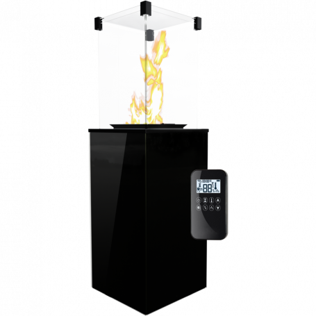 PATIO Mini steel KAUKOSÄÄTIMELLÄ, musta patiotakka lämmitin, kaasu