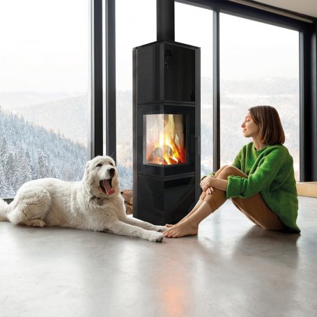 Terästakka steel stove TORA/L 8 kW Ø 150 quartz sinter  - Kratki