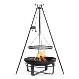 Tarjouspaketti 10. Cook King 80 cm puutarhatulisija, 180 cm kolmijalkagrilli vinssillä ja 70 cm luonnonteräsritilä