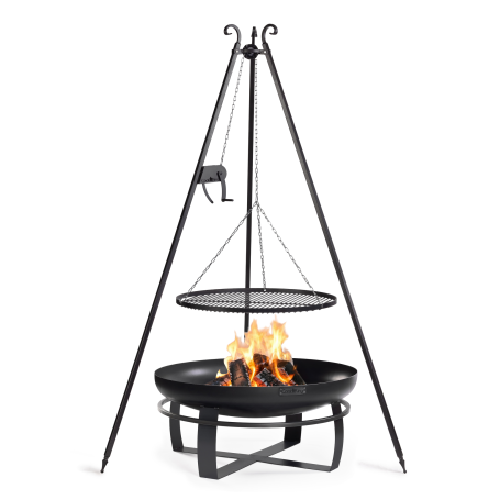 Tarjouspaketti 10. Cook King 80 cm puutarhatulisija, 180 cm kolmijalkagrilli vinssillä ja 70 cm luonnonteräsritilä