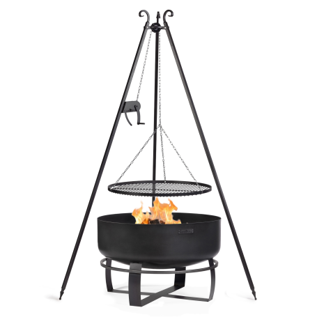 Tarjouspaketti 11. Cook King Viging XXL 80 cm puutarhatulisija, 180 cm kolmijalkagrilli vinssillä ja 70 cm luonnonteräsritilä